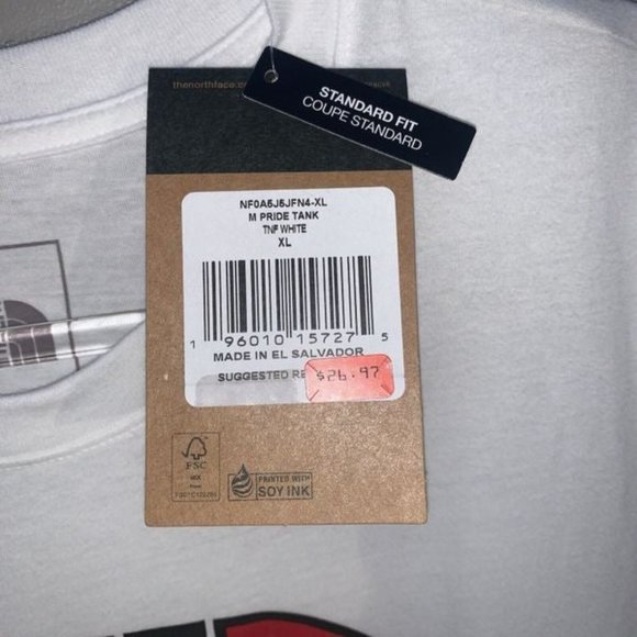 The North Face Pride Tank Top Shirt Standard Fit Mens Size XL NWT White Muscle - Picture 5 of 12
